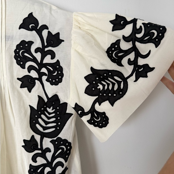 Sea New York Liliana Appliquéd Pintucked Cotton-Blend Voile Blouse Black & White - Picture 15 of 16